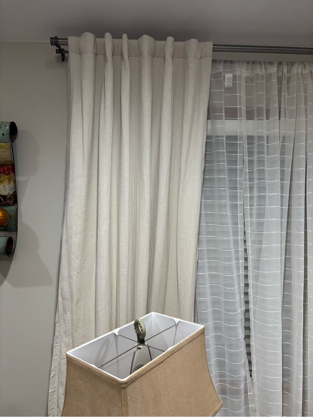 Cream Tab-Top Curtain Panels — Soft Neutral Window Drapery. 3 panels